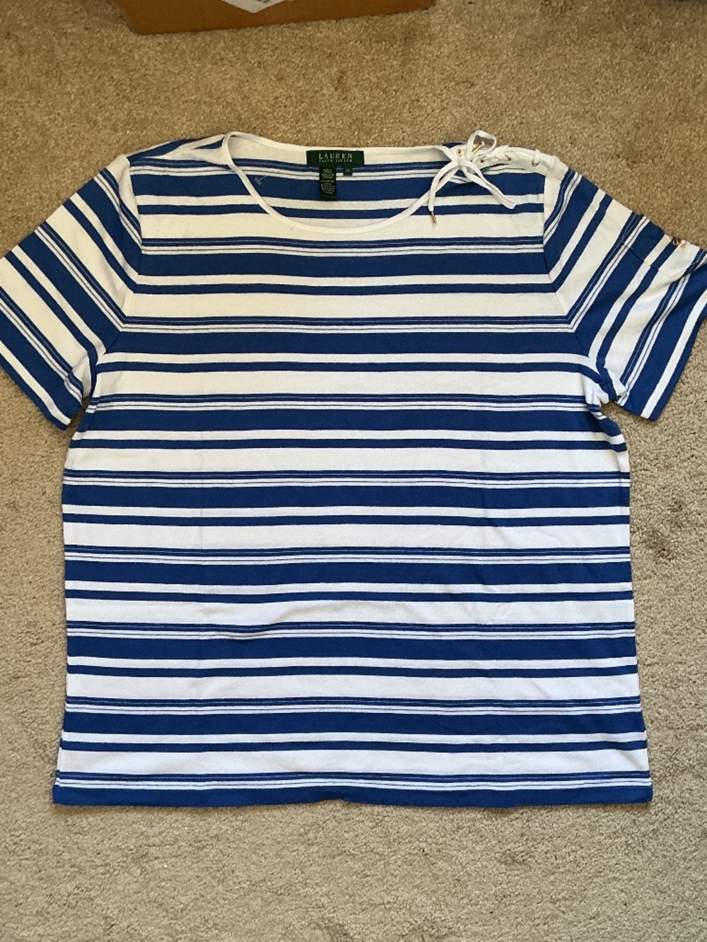 Lauren Ralph Lauren women light blue&white T shirt size 2X.